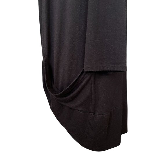 black open front draped lightweight cardigan pockets stretch 3/4 sleeve Medium - Picture 3 of 7